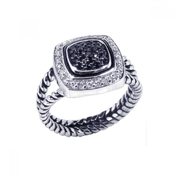 Unbranded Jewelry - Sterling Silver Black CZ Cable Ring
